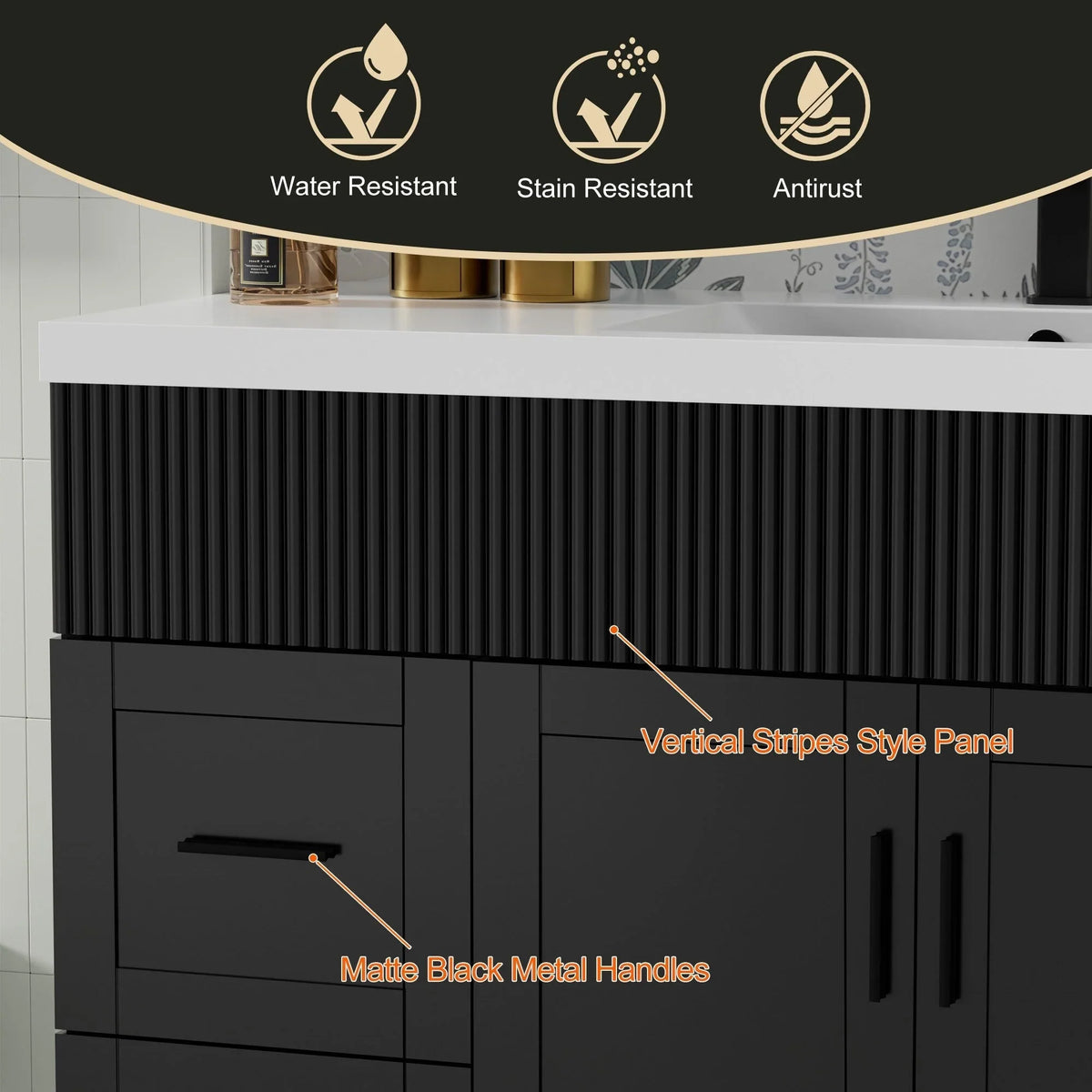 Mobile bagno 30/36/48 Wavy Line con lavabo e rubinetto