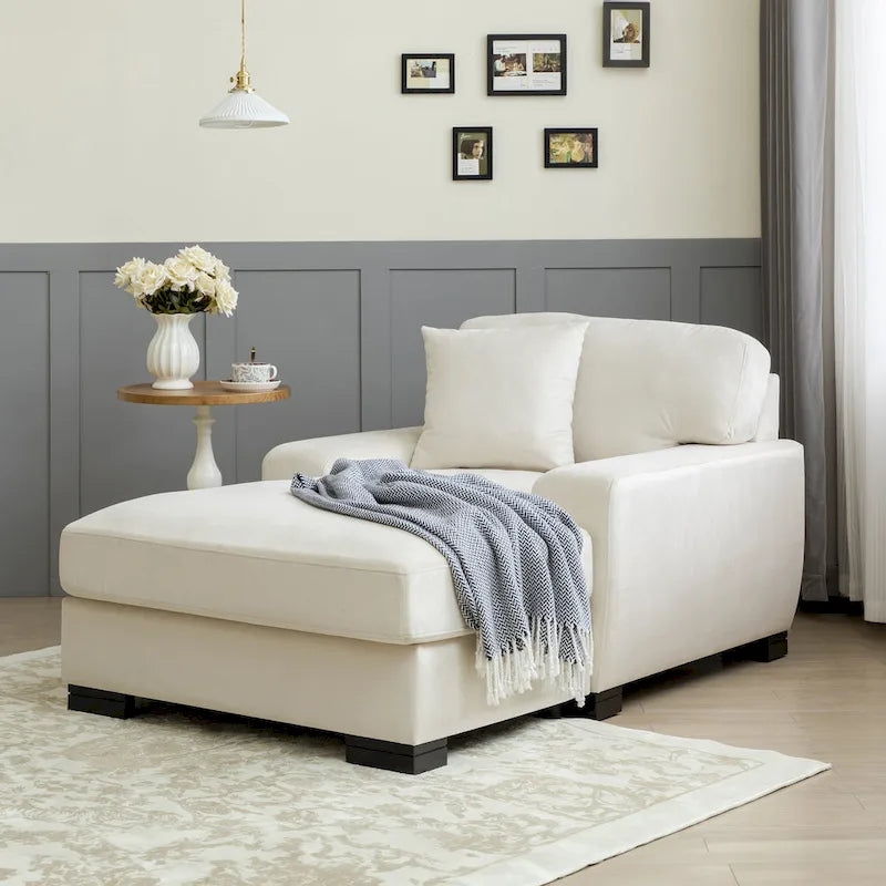Divano letto chaise longue oversize moderno metà secolo con cuscino