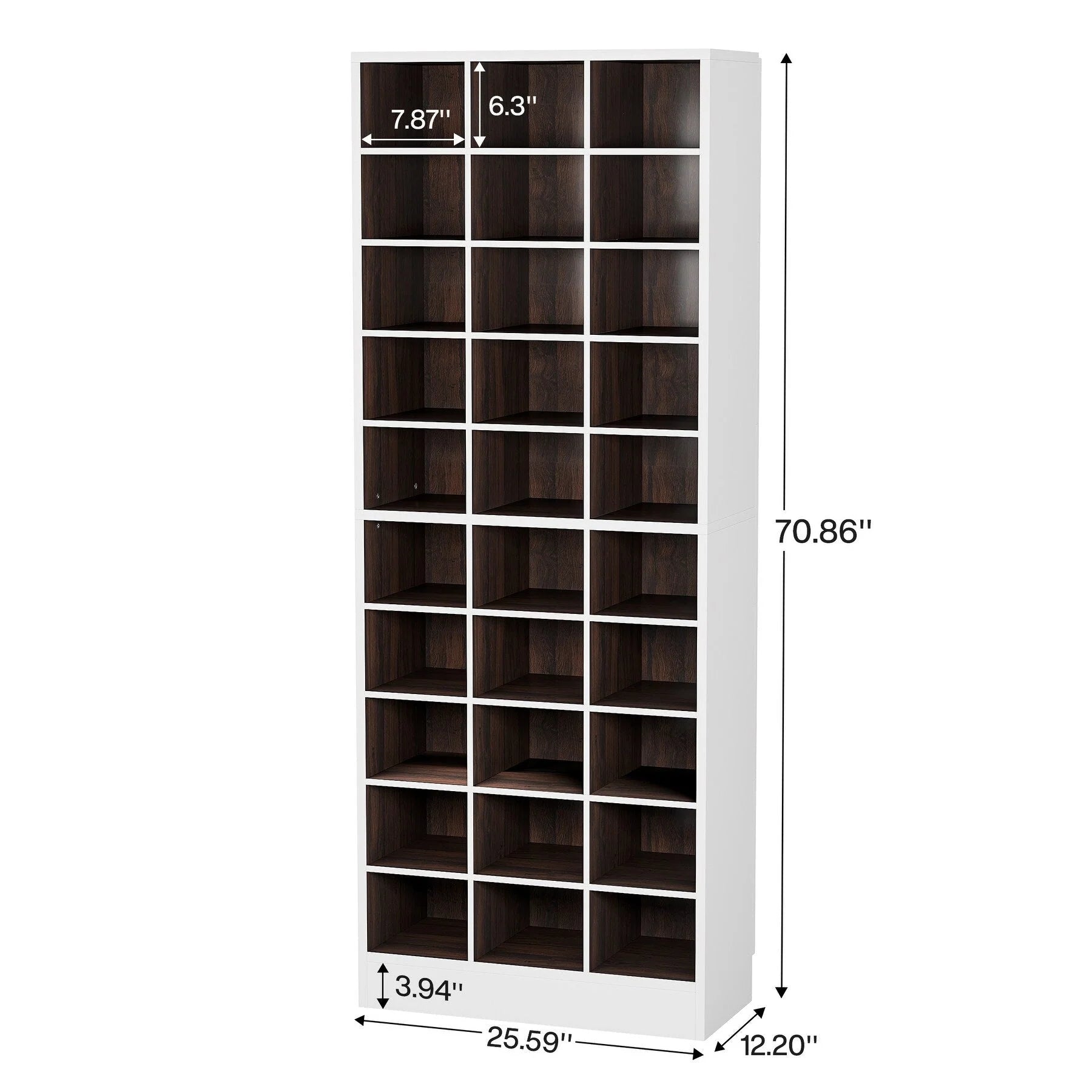 Meuble à chaussures haut 30 paires, étagère de rangement à chaussures en bois blanc 10 niveaux pour placard, entrée - 10 niveaux