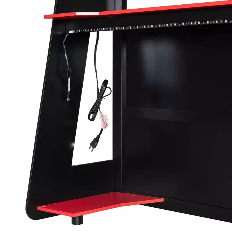 Luxystar Letto a soppalco completo da gaming con scrivania, mensole e luci