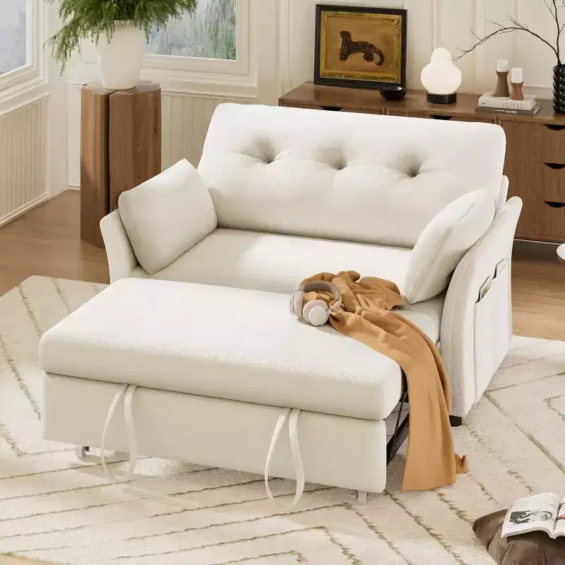 Dyonery Divano Letto Convertibile 3-in-1, Divano Letto Estraibile con Tasca Laterale e Schienale Regolabile, Montaggio Senza Attrezzi, Divanetto Pieghevole