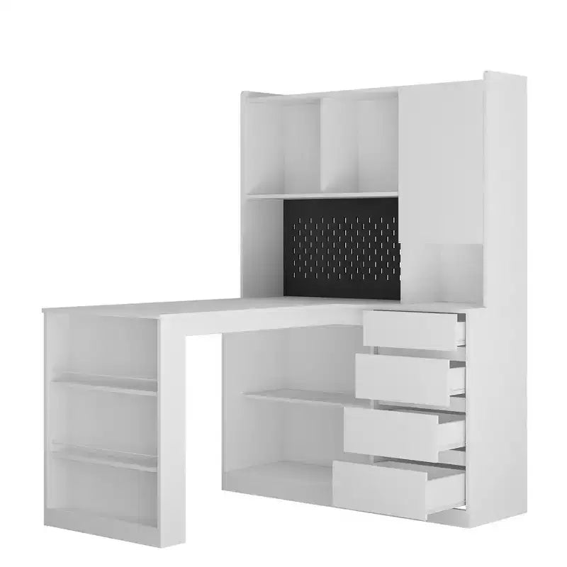 Scrivania ad angolo a L da 46 pollici con libreria e cassetti