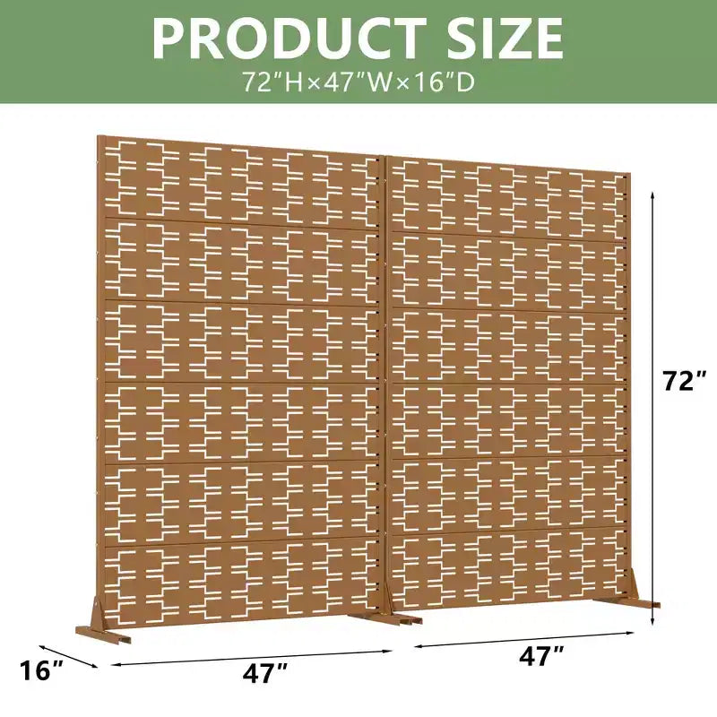 Divisorio MAYEERTY Brick 01 marrone in acciaio zincato, 72x47x16, schermo per la privacy a doppia faccia in 6 pezzi antiruggine