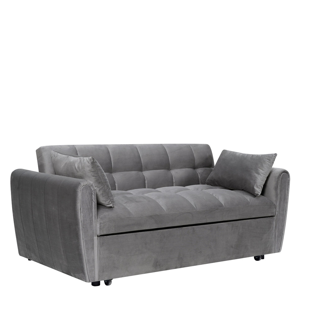 64,96 Velvet Divano Letto Convertibile 3-in-1 con Schienale Regolabile, Tasca Portaoggetti e Capacità di Carico di 227 kg