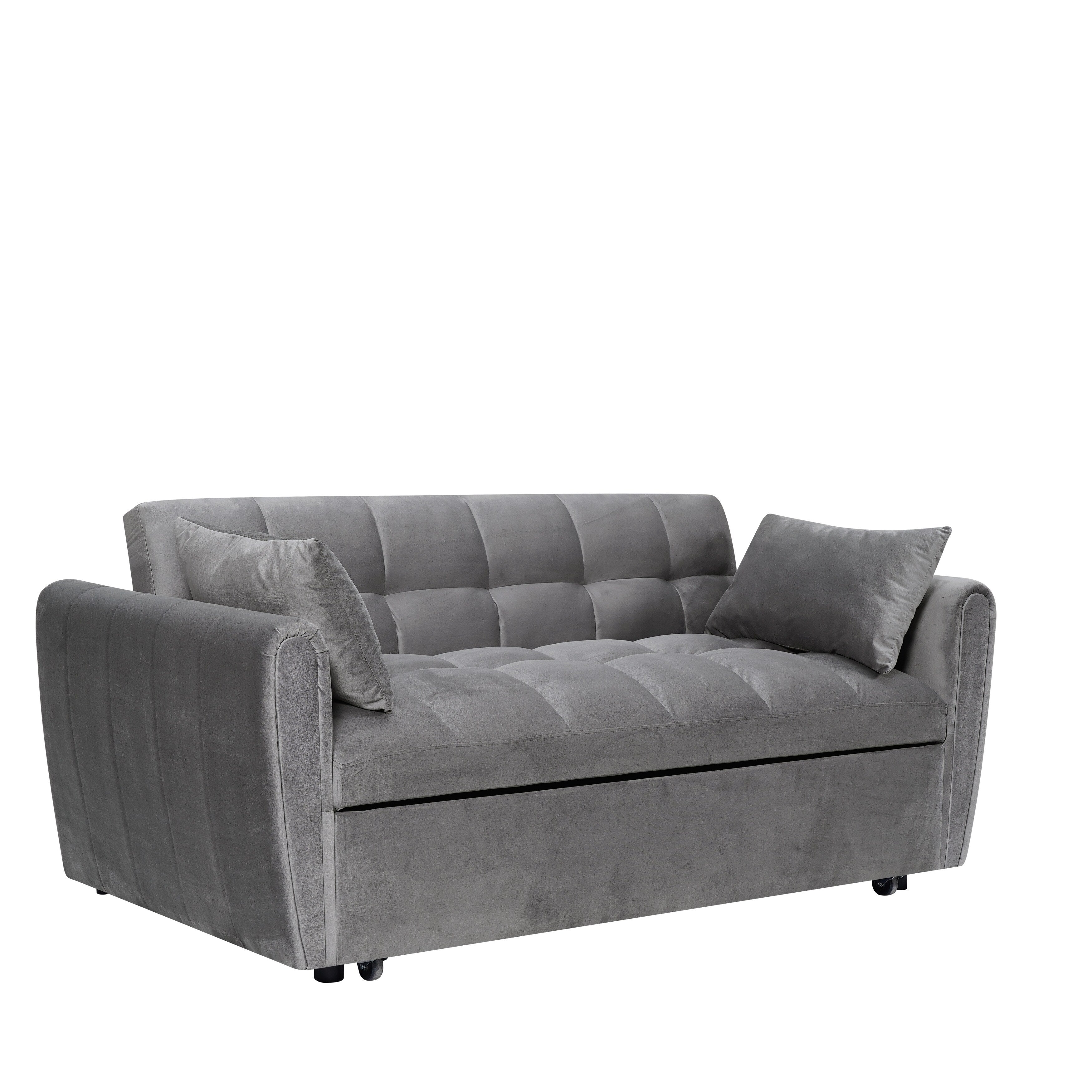 64,96 Velvet Divano Letto Convertibile 3-in-1 con Schienale Regolabile, Tasca Portaoggetti e Capacità di Carico di 227 kg