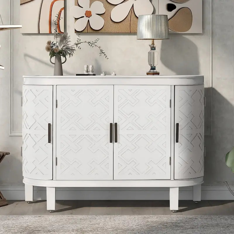 Mobiletto Accent Sideboard in Legno con Ante a Fantasia Anticata per Corridoio, Ingresso, Soggiorno, Camera da Letto