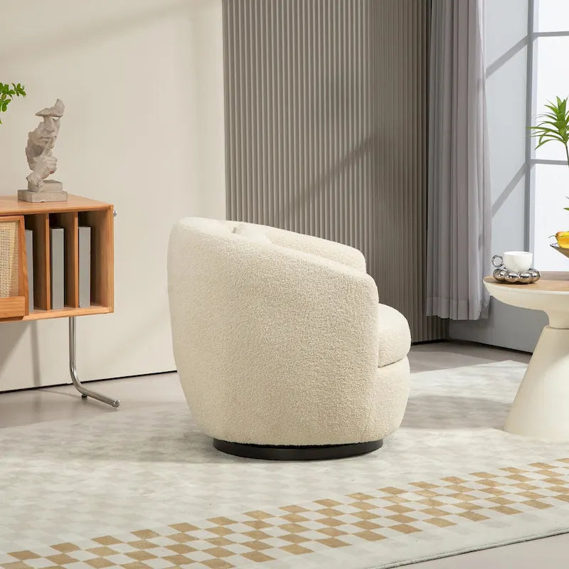 Poltrona Girevole Imbottita a Botte con Contenitore, Sedia Moderna da Salotto per Camera da Letto/Ufficio/Zone Lettura