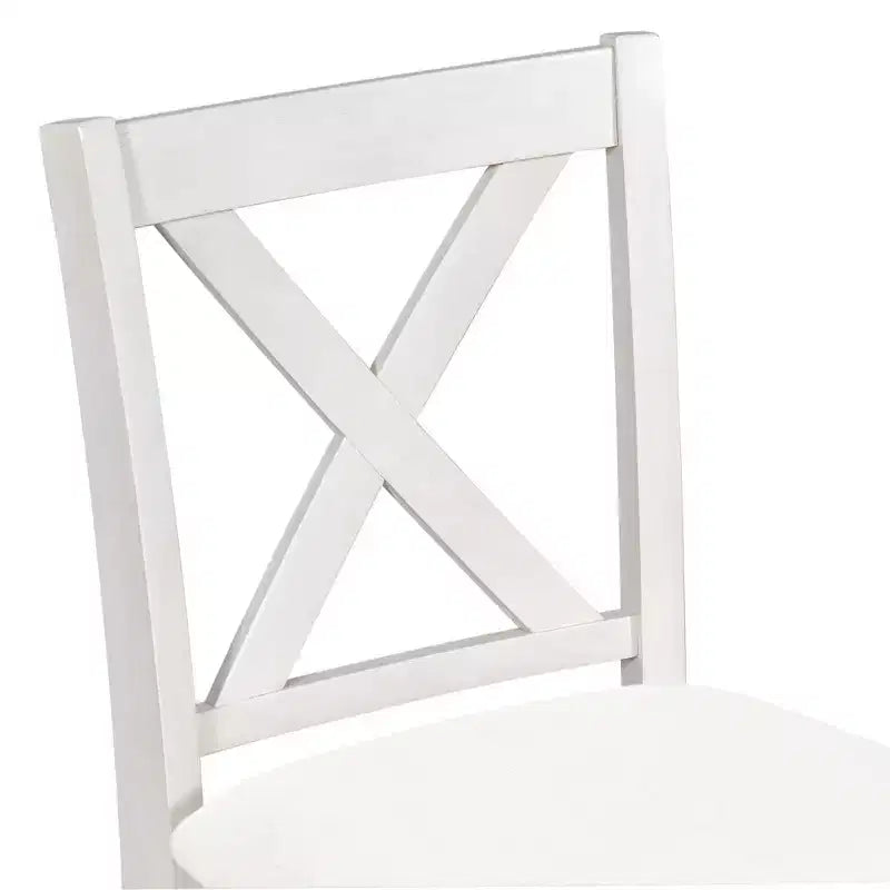 Set da pranzo Homy Casa 5 pezzi, tavolo e sedie altezza bancone con mensole, bianco e noce, stile moderno rustico