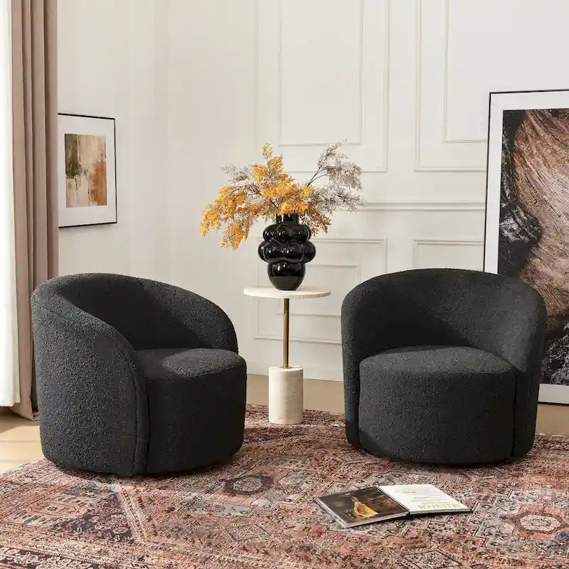 Poltrona girevole a barilotto imbottita KINWELL da 34 pollici (Set di 2)