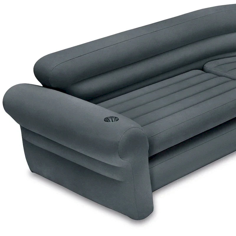 Divano angolare gonfiabile a L Intex con portabicchieri, grigio (confezione da 2) - 26