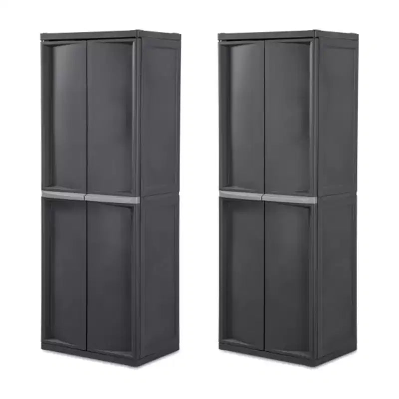 Sterilite Set da 2 organizer a 4 ripiani regolabili per garage, grigio