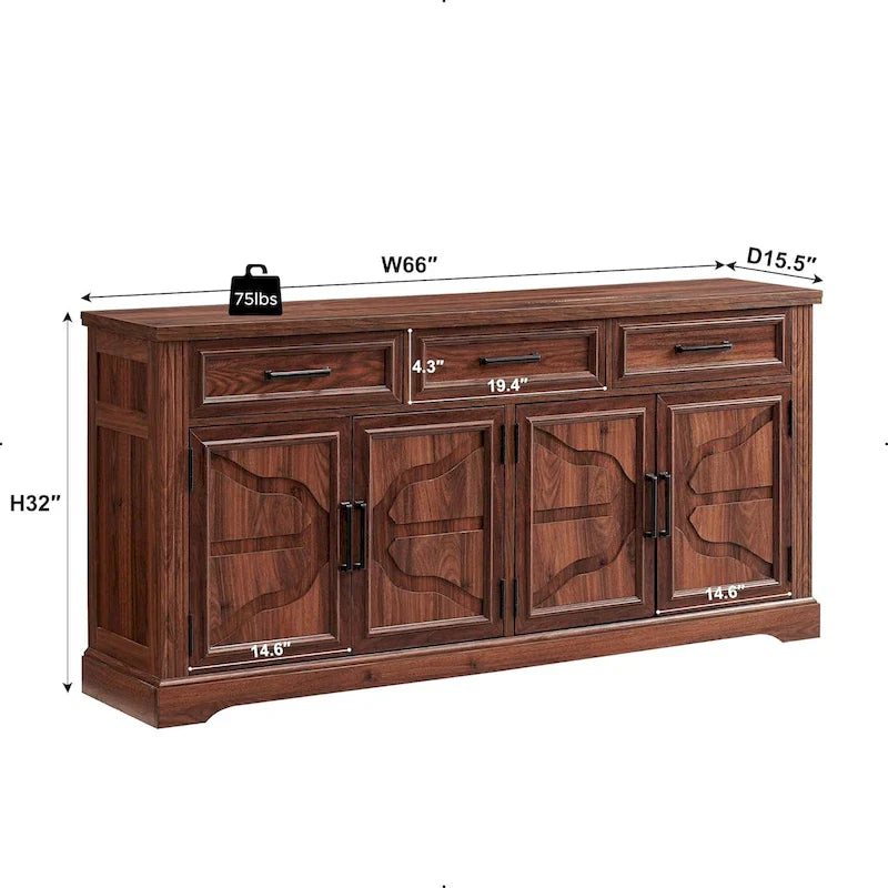 Credenza a Buffet da Fattoria, Mobile Bar per Caffè e Vino per Sala da Pranzo - N/A