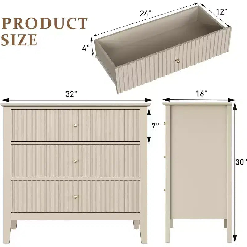 Cassettiera Heynemo a 3 Cassetti, Comodino in Legno Verniciato Alto 76 cm con Contenitore, Ampio Cassettone Moderno con Guide a Sfera