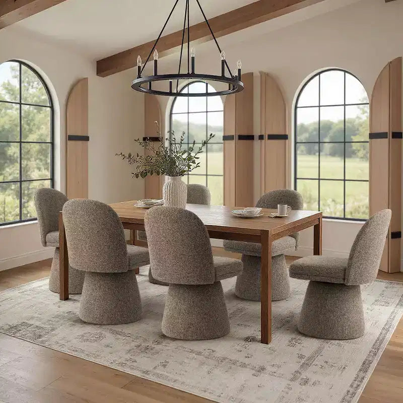 Set di 6 sedie da pranzo moderne senza braccioli girevoli a 360° con base a piedistallo, eleganti sedie d'accento per cucina, sala da pranzo o ufficio-Panipeachy