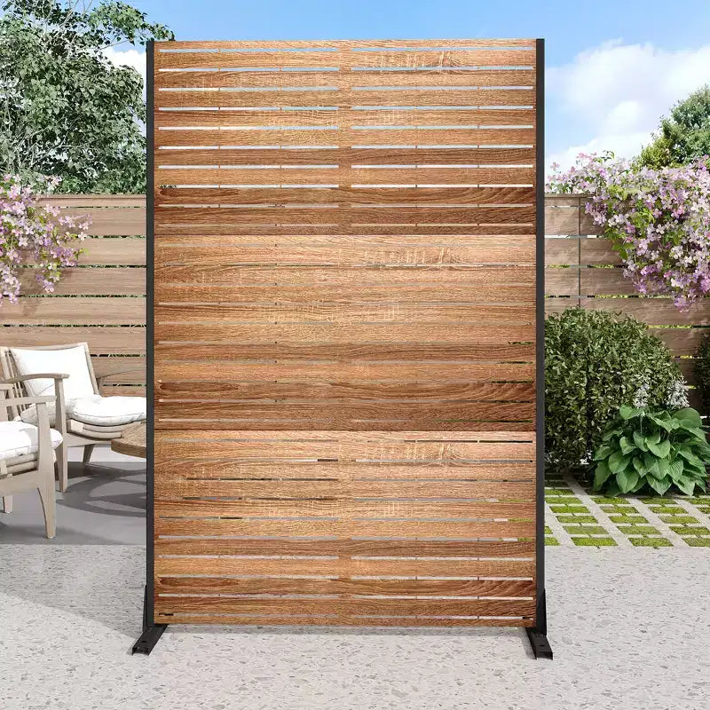 MAYEERTY 72 pollici Divisorio per ambienti con struttura zincata Schermo per la privacy con venature del legno Recinzione da giardino per patio Beige