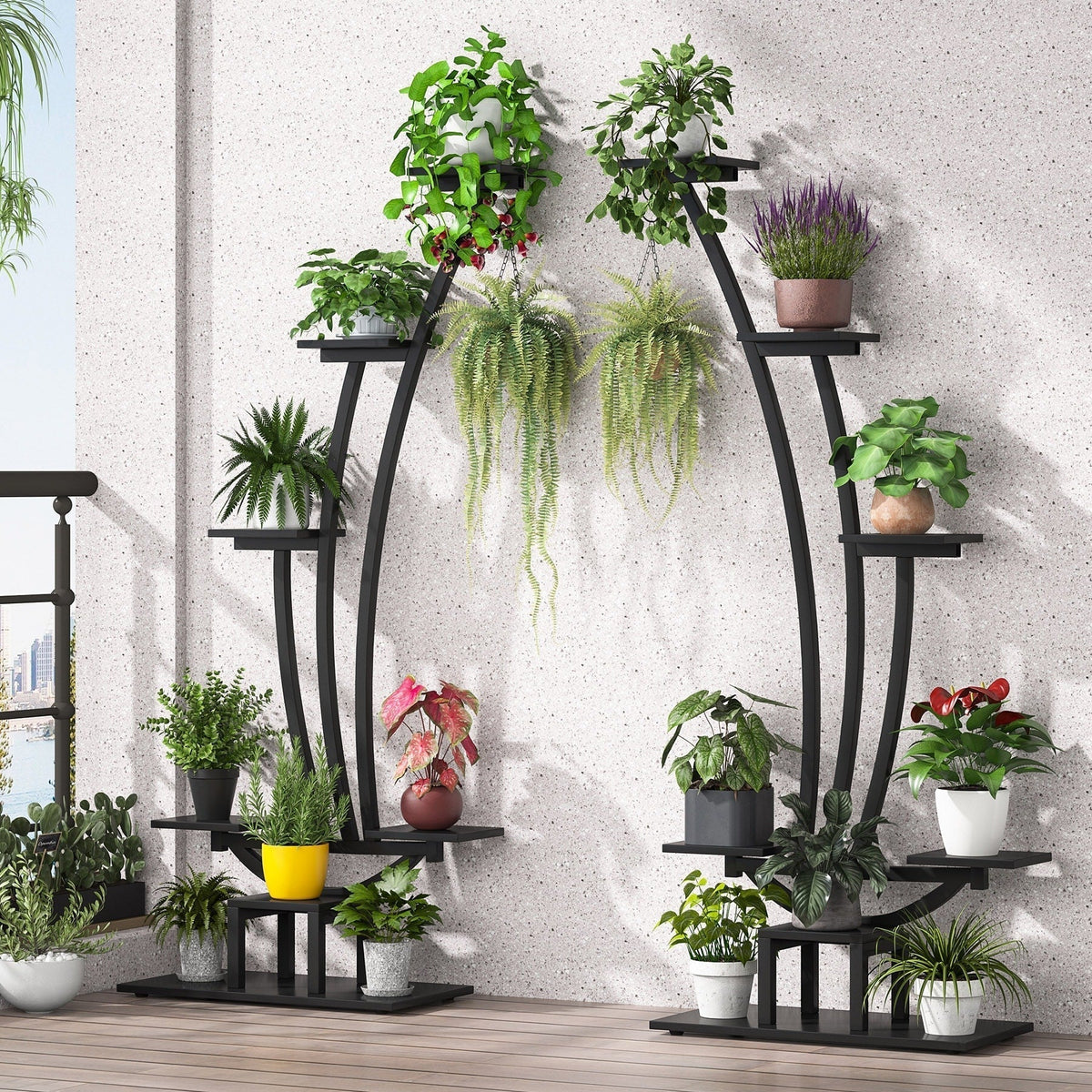 Fioriera Verticale per Piante da Interno a 6 Livelli per Giardino - Set da 2 Pezzi