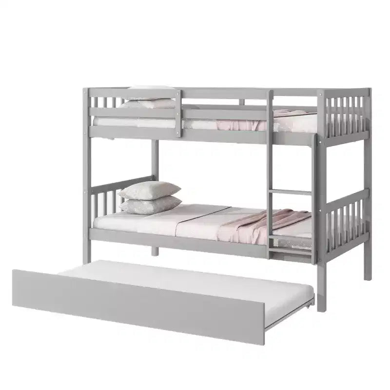 Letto a castello moderno in legno a due piani con letto estraibile, convertibile in 2 letti