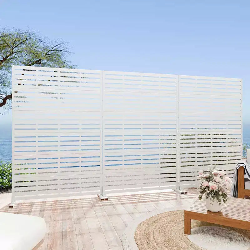 MAYEERTY 72x47 Pannello Paravento per Esterni Bianco Naturale, Set da 6 Pezzi Divisorio Pieghevole Naturale per Cortile e Giardino