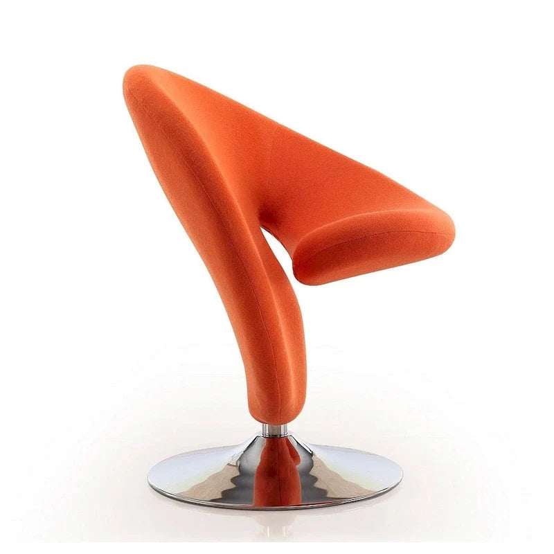 Poltrona girevole accent Curl Chrome di Manhattan Comfort in misto lana (Set di 2)