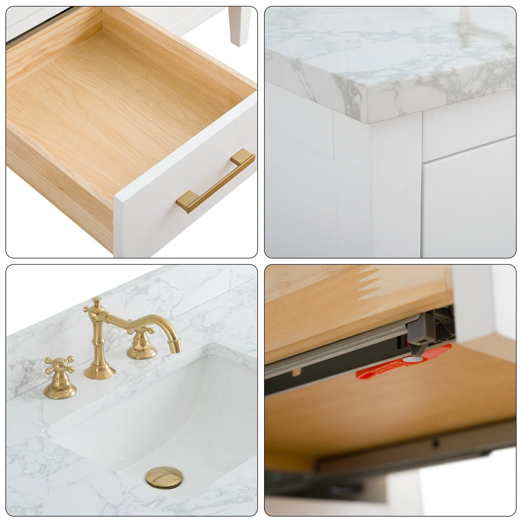 Mobile lavabo doppio Vanity Art 72 per bagno con piano in marmo composito