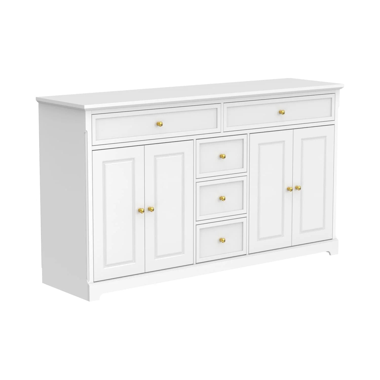 59.1'' Credenza Buffet Bianco Laccato Moderno Metà Secolo Contemporaneo