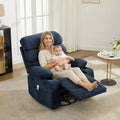 Fauteuil inclinable massant avec fonction de chauffage, fauteuil inclinable et pivotant à 360° pour adultes, fauteuil de nurserie en lin avec poche latérale, deux porte-gobelets