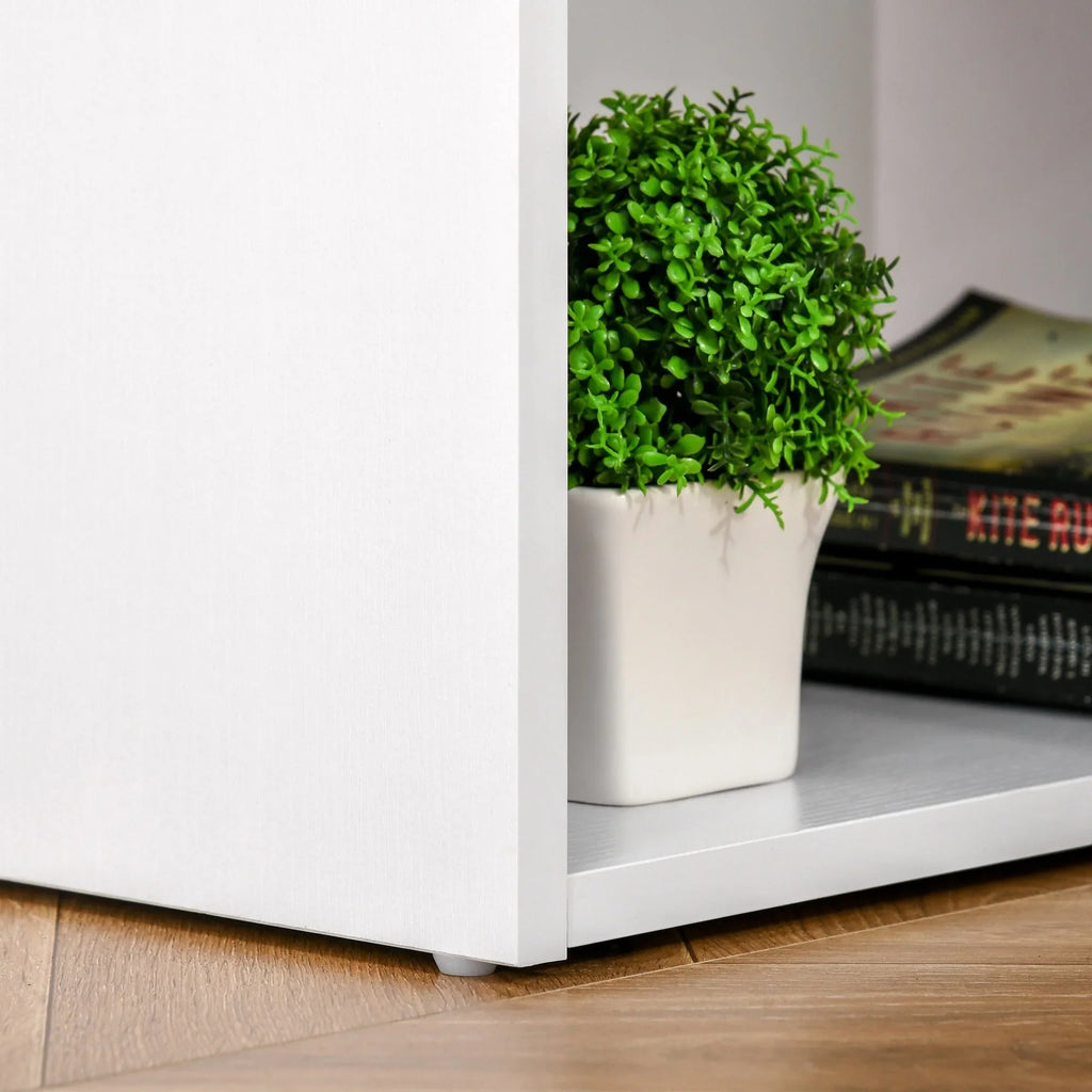 HOMCOM 47" Scrivania per Computer da Ufficio Moderna con Libreria, Tavolo da Scrittura Workstation con 3 Cassetti e Ripiano - Bianco