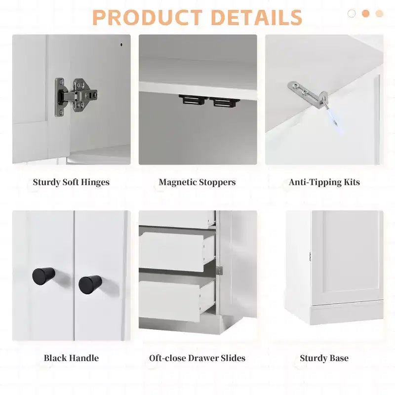 Dispensa da cucina indipendente 77H, armadio contenitore in stile rustico con ripiani regolabili, ripiani sulla porta, cassetti e portabottiglie - ModernLuxe