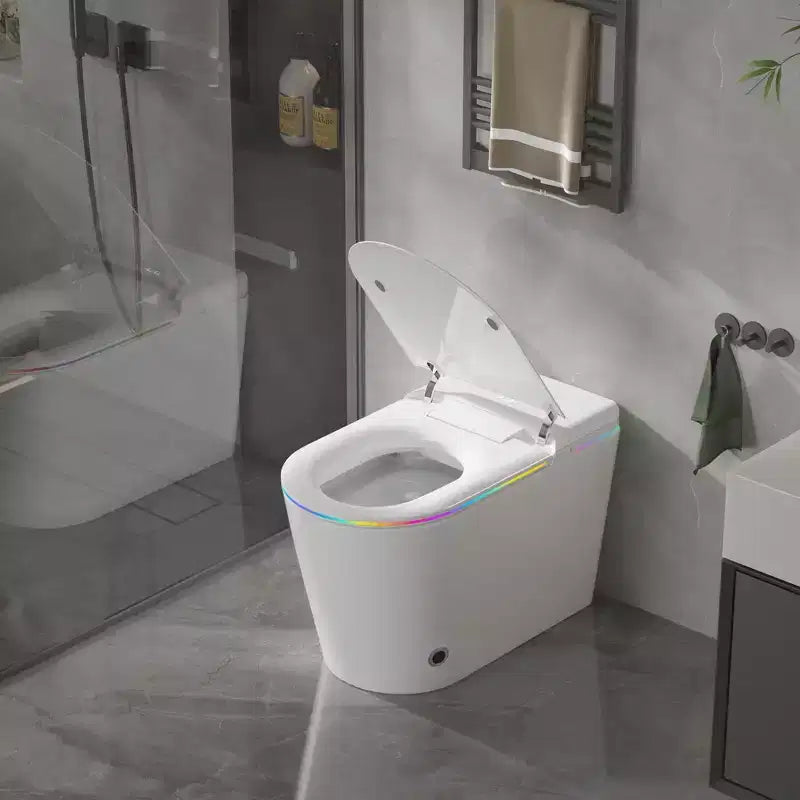 Dyonery Smart Toilet, Monobloc senza serbatoio con barriera in schiuma, Coperchio con apertura/chiusura automatica, Bidet riscaldato e asciugatore, Luce notturna a LED, Sciacquo automatico