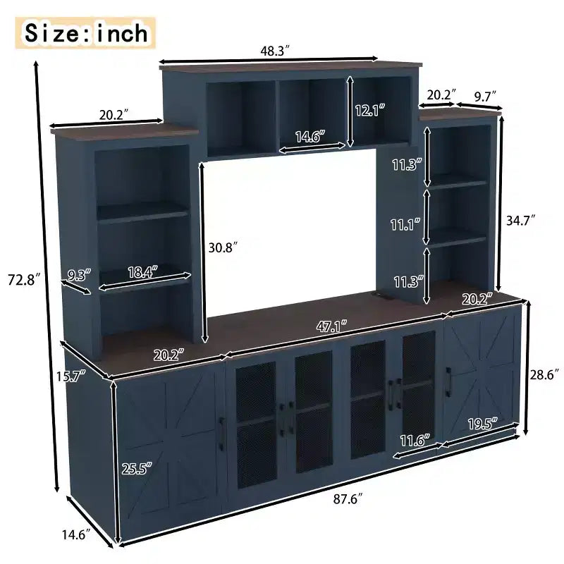 Mobile TV moderno per TV da 55 pollici con stazione di ricarica, console multimediale con ampi armadietti, centro di intrattenimento per soggiorno-Panipeachy