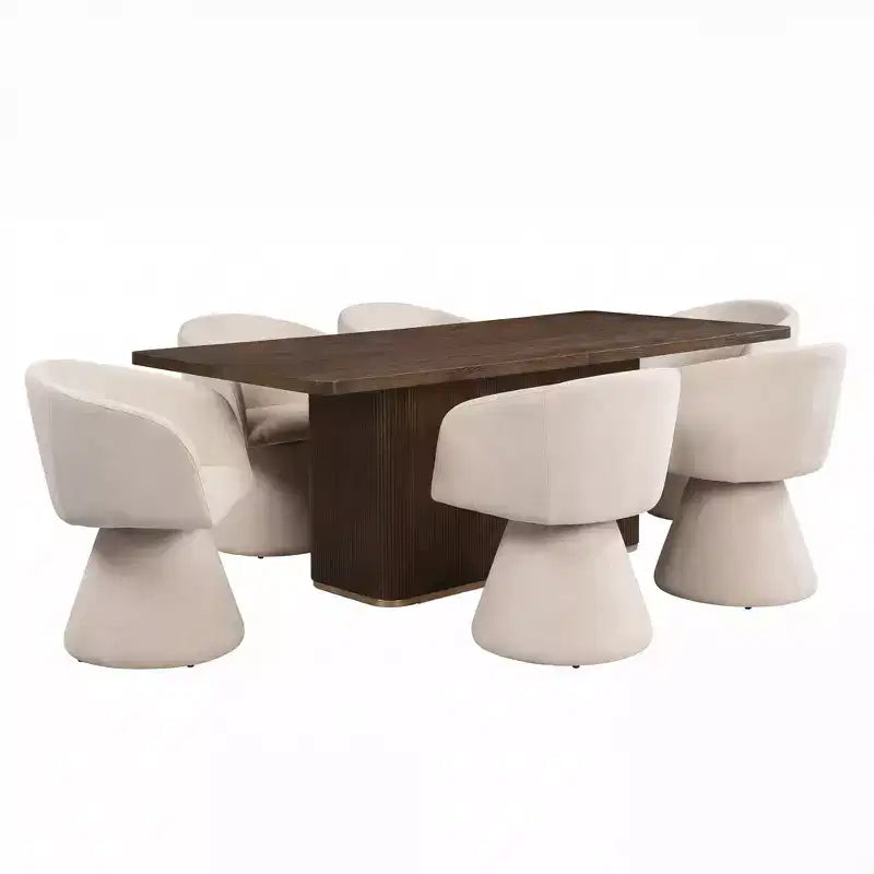 Christopher Knight Home Yodsak Set da Pranzo Moderno a 7 Pezzi in Legno e Metallo con Sedie Girevoli a 180