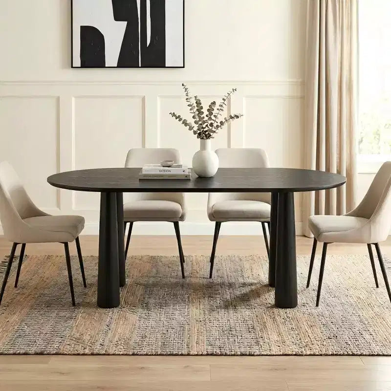Tavolo da pranzo ovale in legno Dovelina 67 con 4 gambe, tavolo da cucina moderno per 6 persone