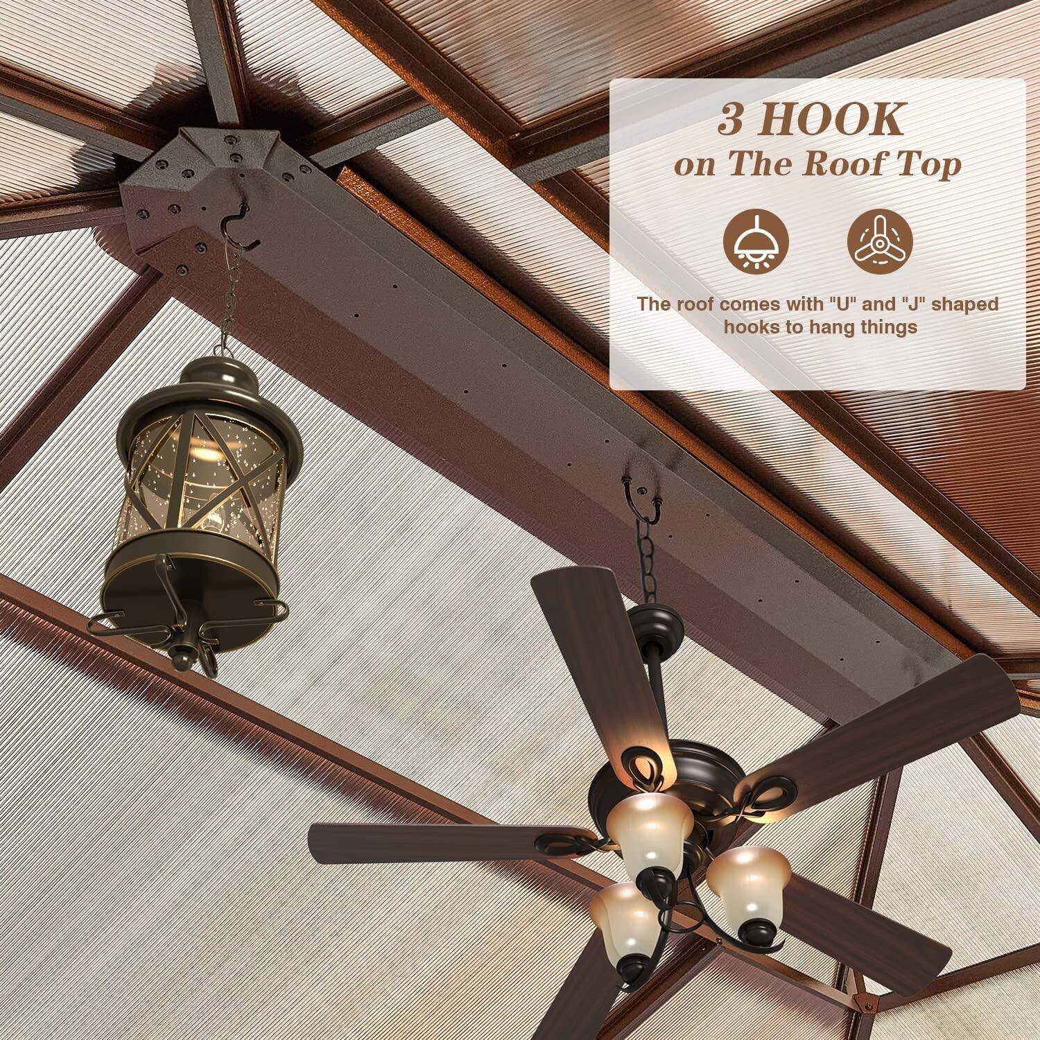 EROMMY Gazebo a tetto rigido, Pergola da esterno con doppio tetto, zanzariere e tende, Tenda da sole resistente per patio, cortile, feste in piscina