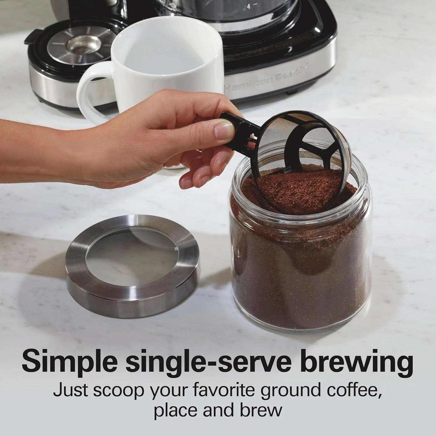 Caffettiera 2 in 1 da 12 tazze con caraffa in vetro e funzione erogazione singola, Pausa e Servi automatico, Nera