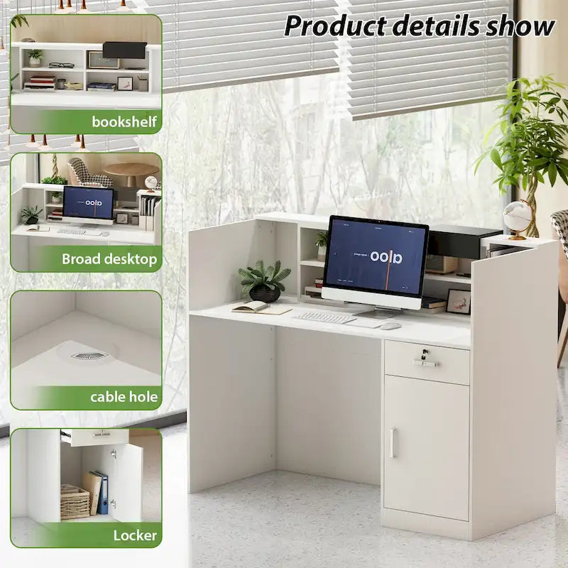 Kerrogee Rectangular Wood Reception Desk Working Desk Secretary desk