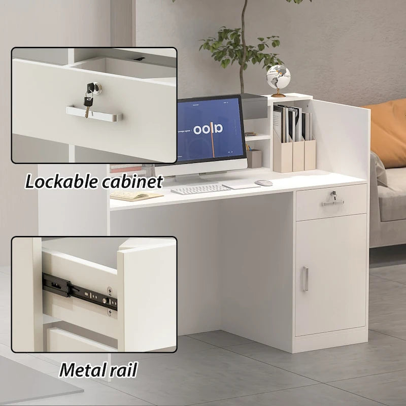 Kerrogee Rectangular Wood Reception Desk Working Desk Secretary desk