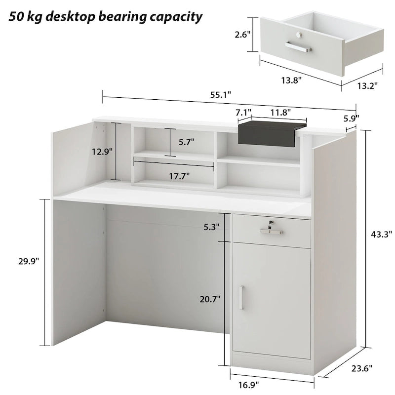Kerrogee Rectangular Wood Reception Desk Working Desk Secretary desk