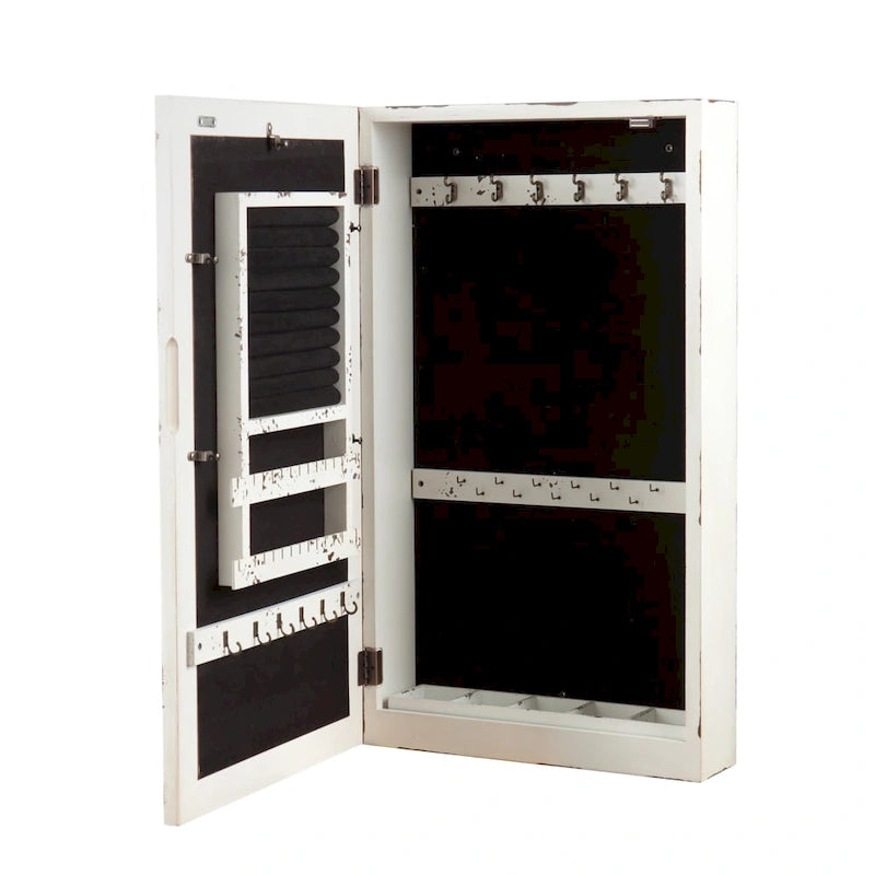 SEI Furniture Hulce Wall Mount Mirror Jewelry Organizer Armoire - 30 H x 17 W x 5.25 D - 30 H x 17 W x 5.25 D