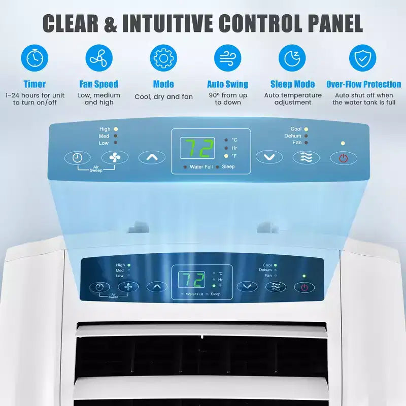 Costway Climatizzatore Portatile a Doppio Tubo da 8000 BTU (11.500 BTU ASHRAE) Unità AC 3-in-1 con Telecomando
