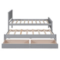 Twin Size Solid Wood Platform Bed with Trundle and Drawers