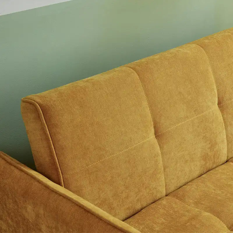 Divano letto estraibile in ciniglia gialla - 39,00 x 53,50 x 31,50