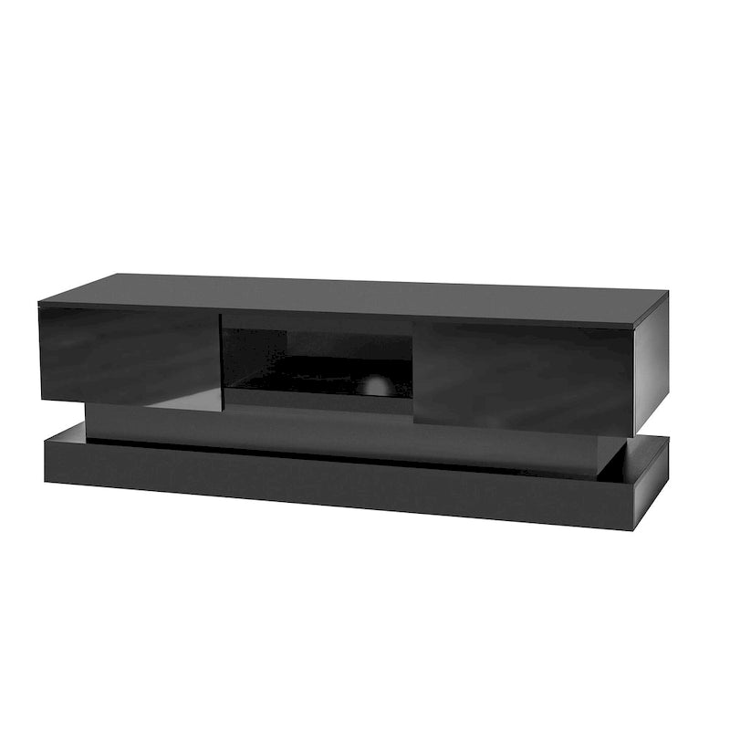 High Glossy Front Modern TV Stand With LED Lights - 15.75 x 51.18 x 19.68