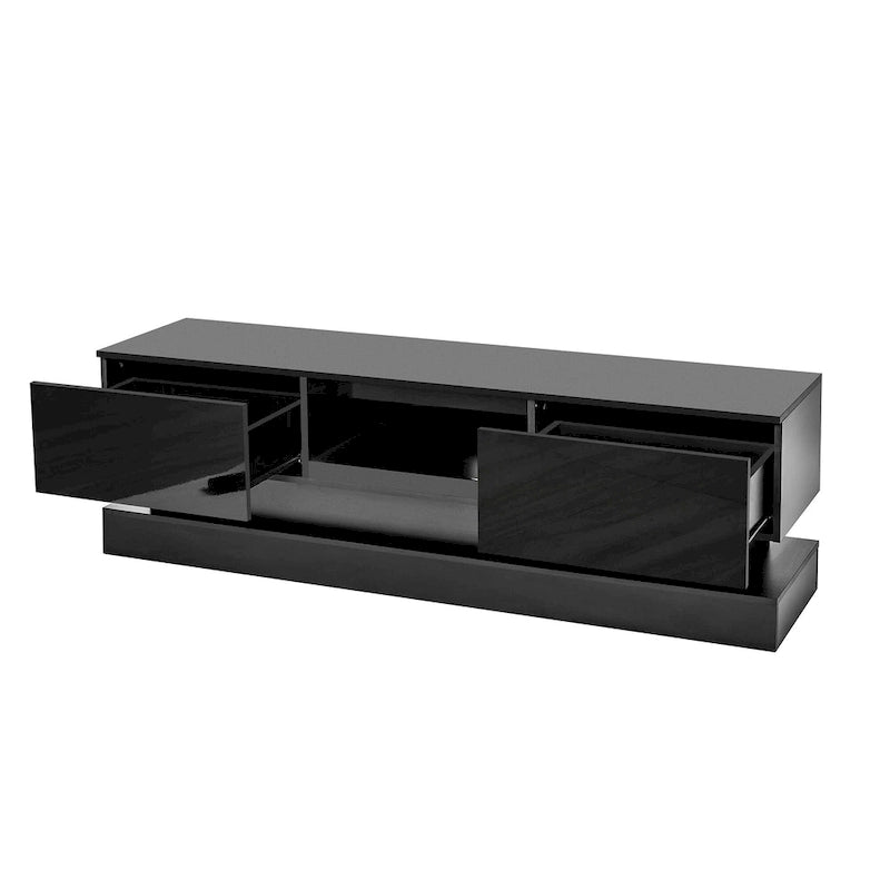 High Glossy Front Modern TV Stand With LED Lights - 15.75 x 51.18 x 19.68