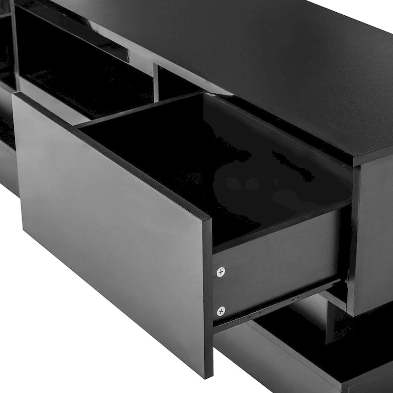 High Glossy Front Modern TV Stand With LED Lights - 15.75 x 51.18 x 19.68