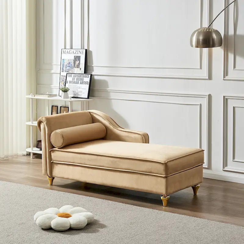 Modern Velvet Upholstery Chaise Lounge Chair with Storage - 29.90 x 60.60 x 27.50