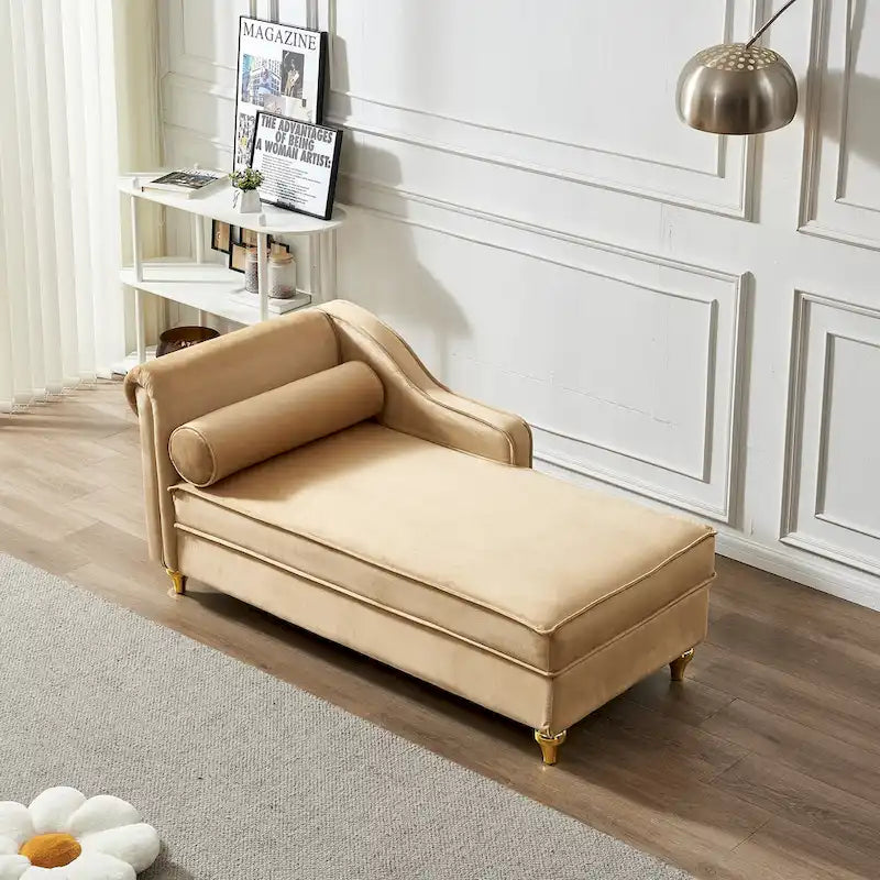 Modern Velvet Upholstery Chaise Lounge Chair with Storage - 29.90 x 60.60 x 27.50