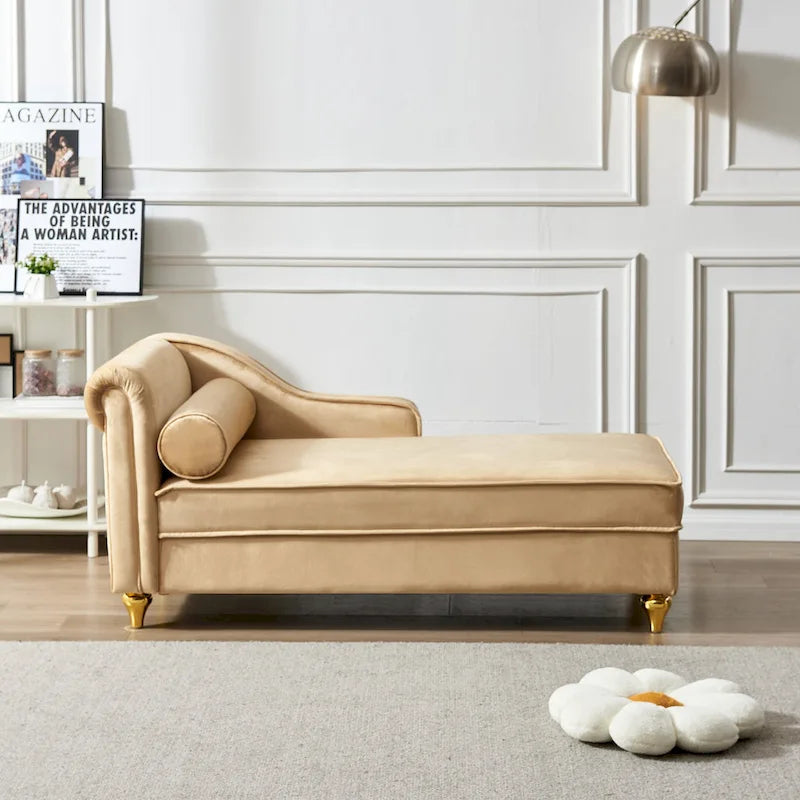 Modern Velvet Upholstery Chaise Lounge Chair with Storage - 29.90 x 60.60 x 27.50