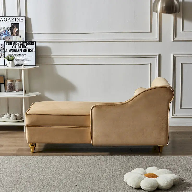 Modern Velvet Upholstery Chaise Lounge Chair with Storage - 29.90 x 60.60 x 27.50
