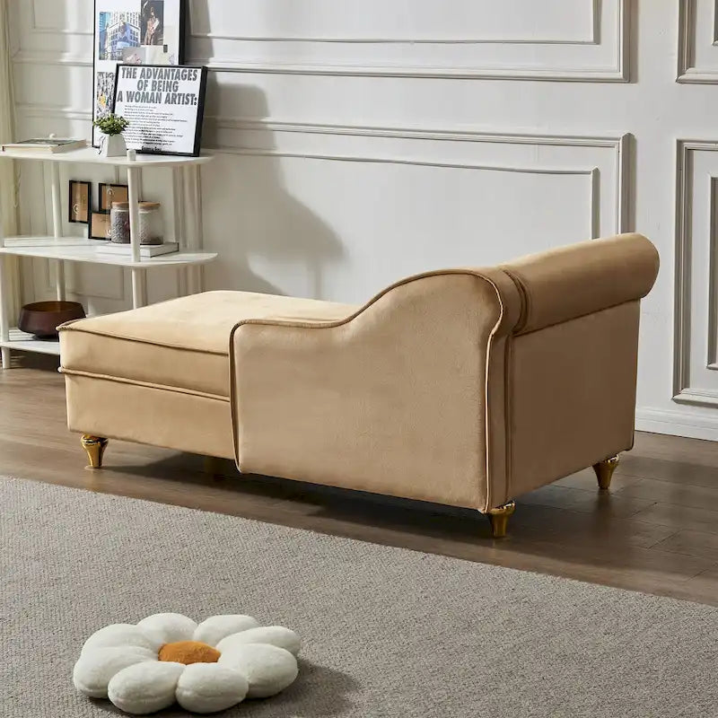 Modern Velvet Upholstery Chaise Lounge Chair with Storage - 29.90 x 60.60 x 27.50