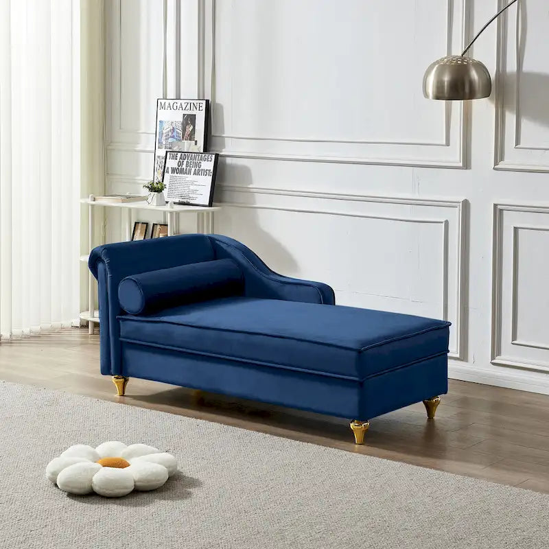 Modern Velvet Upholstery Chaise Lounge Chair with Storage - 29.90 x 60.60 x 27.50